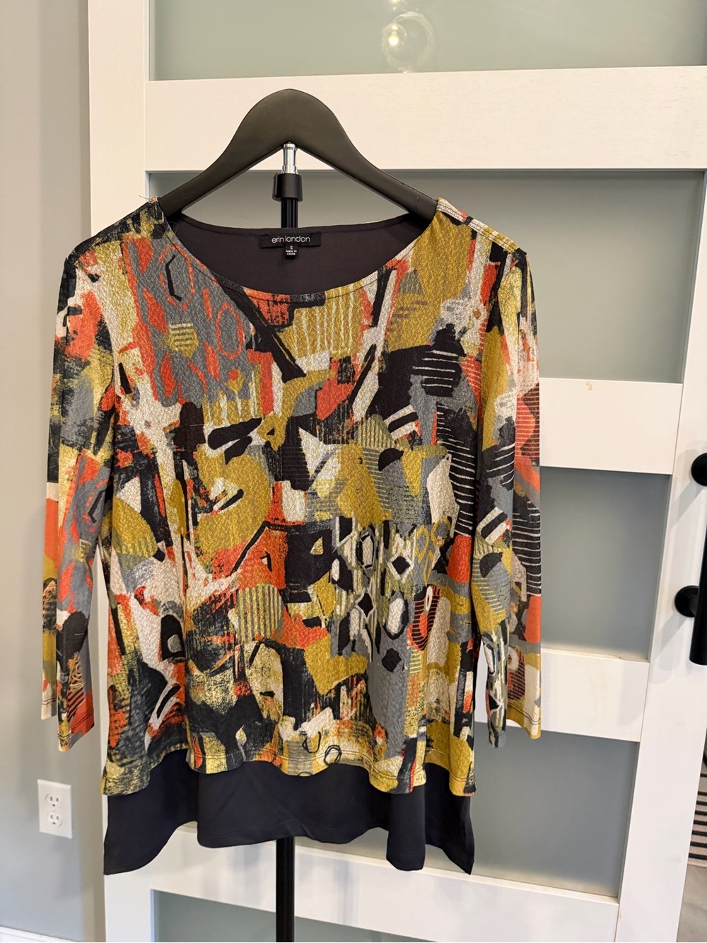 erin london Multicolor Abstract Tunic Top - Yellow/Black/Orange